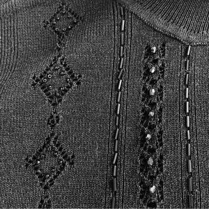 Beaded Black Turtleneck Sweater